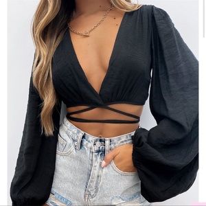 The night before white fox cropped top